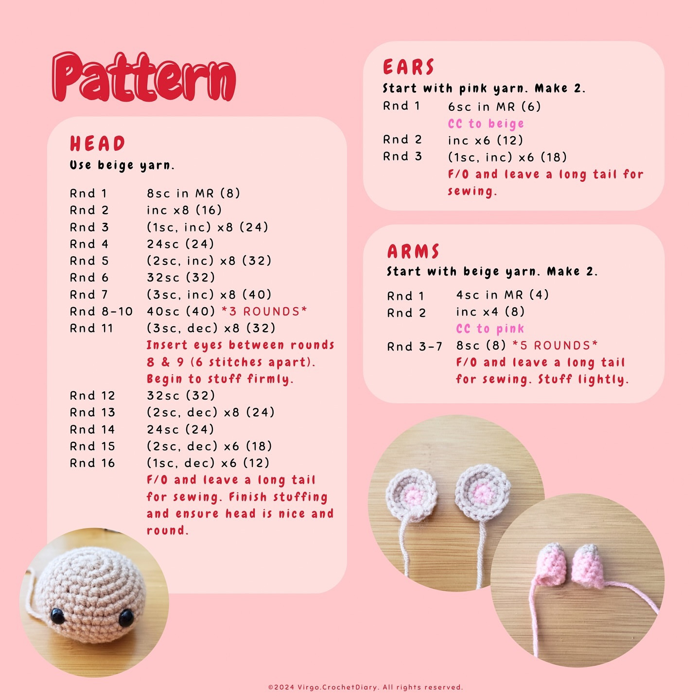 Cute Christmas Mouse Crochet Pattern with Santa Hat