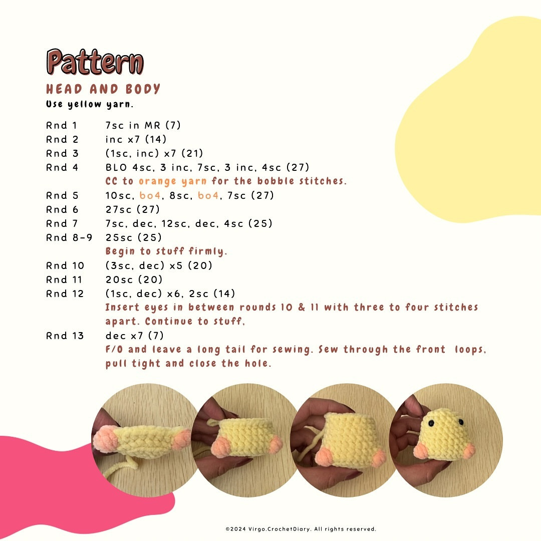 Cute Crochet Chick with Hat Free Pattern by virgo.crochetdiary