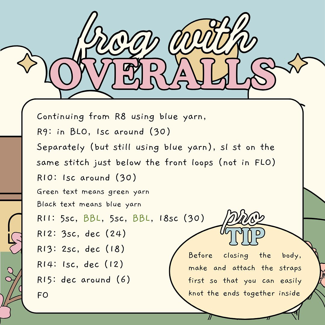 Cute Crochet Frog with Overalls Free Pattern for Beginners