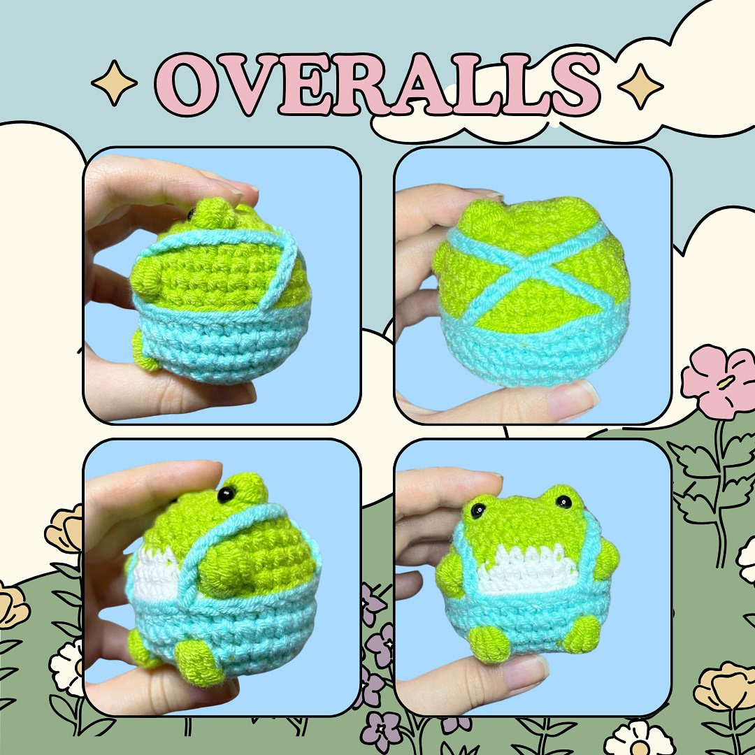 Cute Crochet Frog with Overalls Free Pattern for Beginners