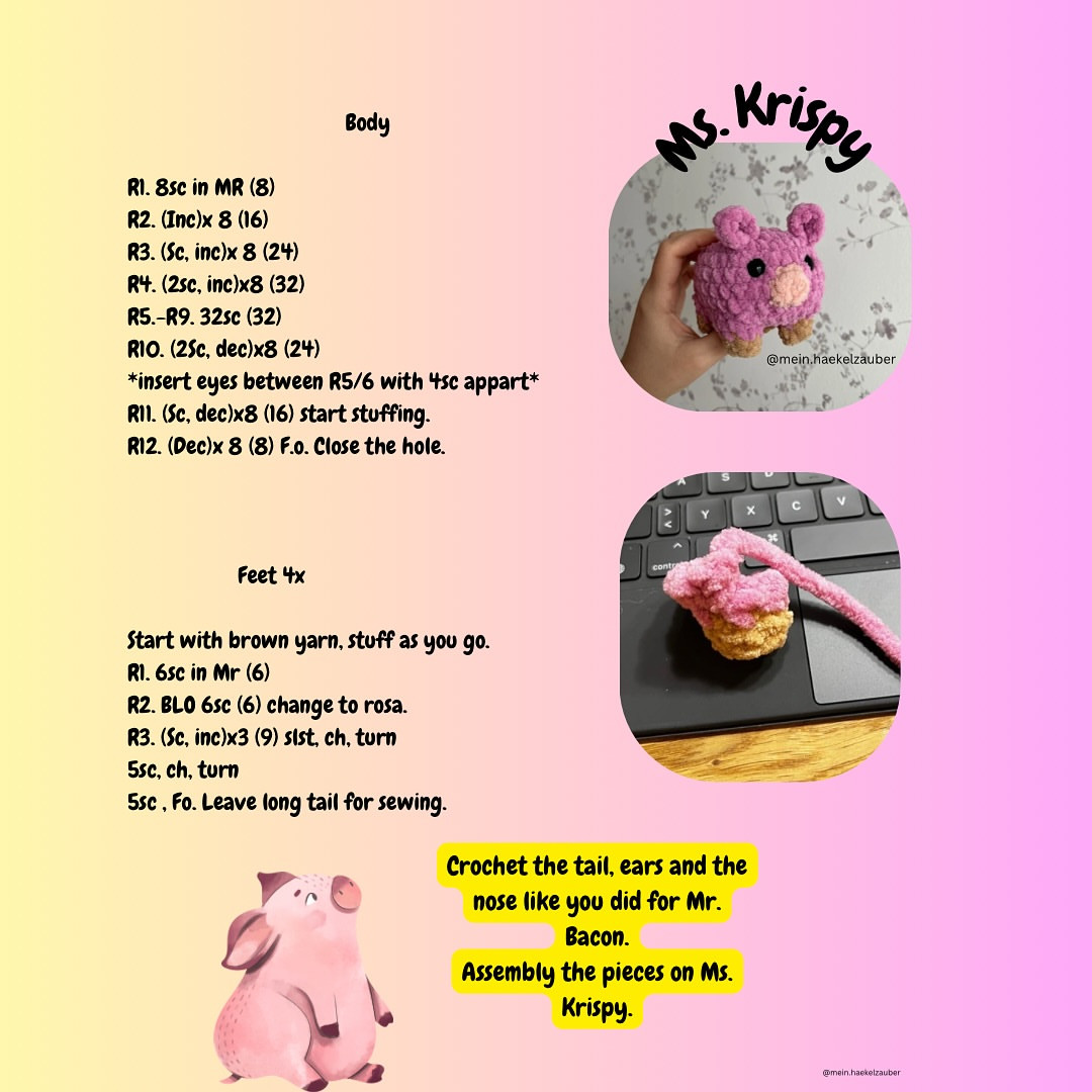 Cute Crochet Pig Pattern: Mr. Bacon and Ms. Krispy Free Tutorial
