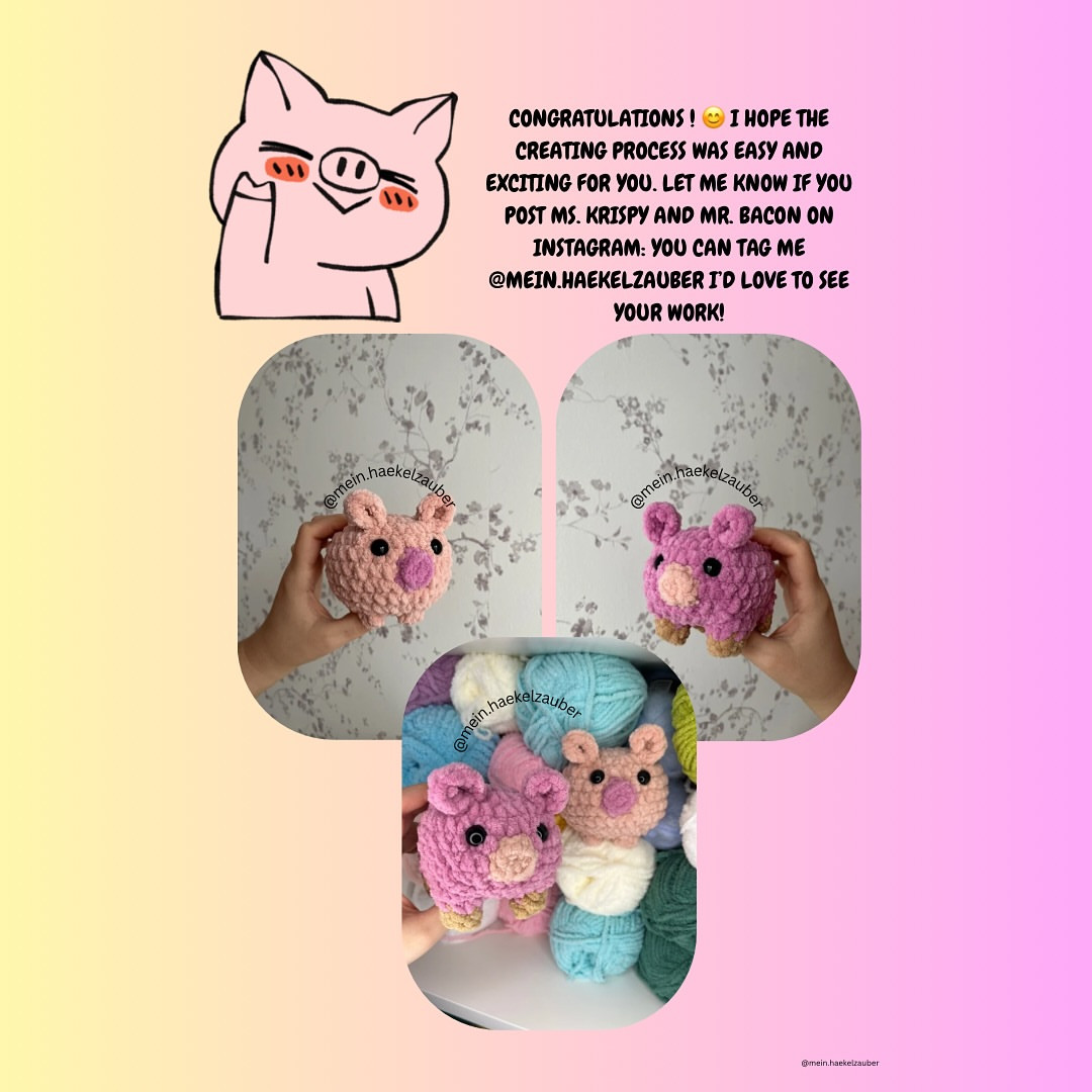 Cute Crochet Pig Pattern: Mr. Bacon and Ms. Krispy Free Tutorial