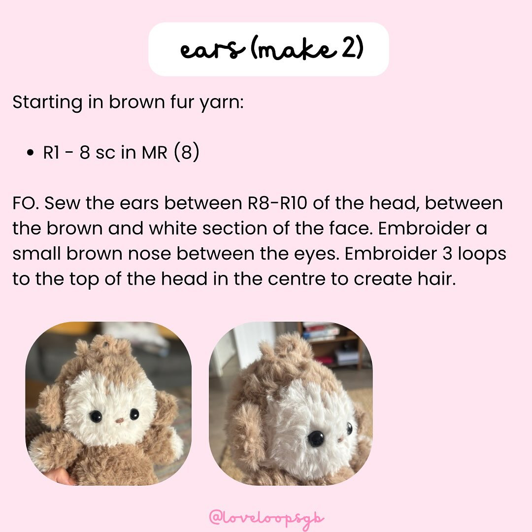 Cute Crochet Plush Monkey Free Pattern Tutorial