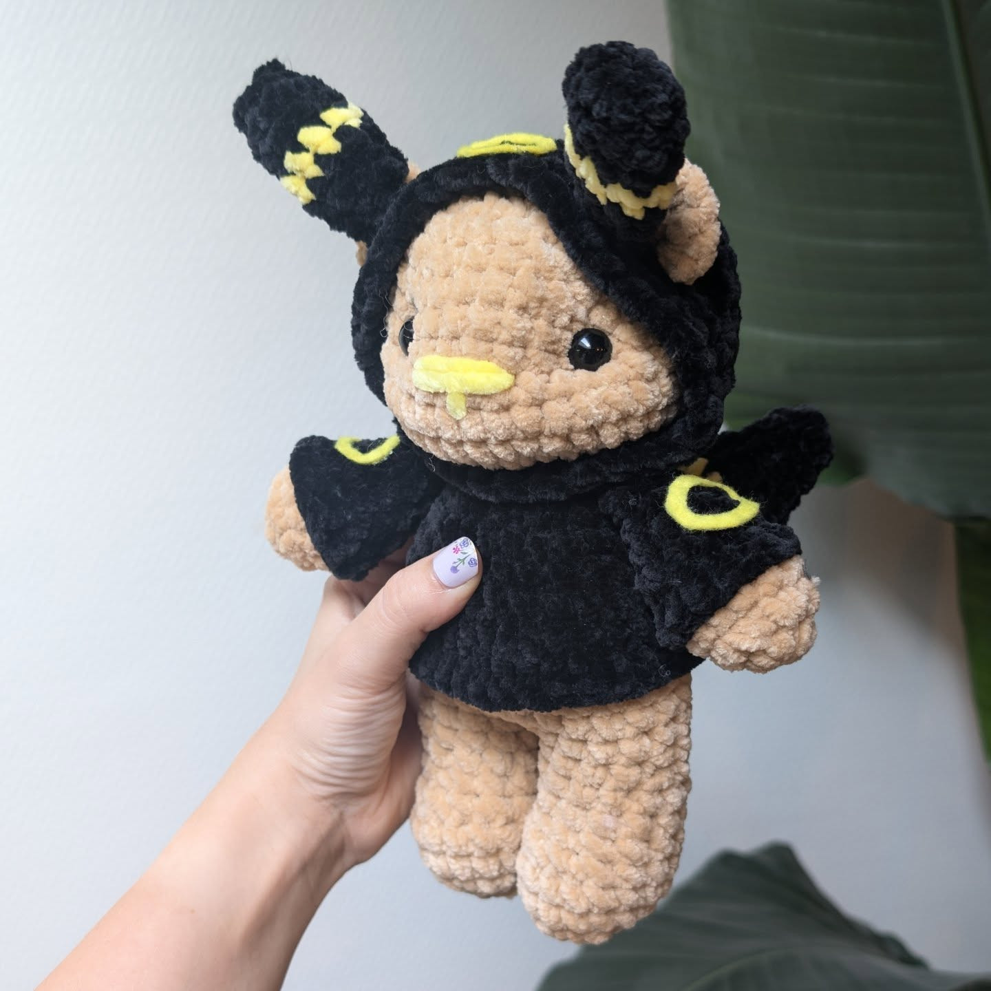 Cute Crochet Plush Toy with Black and Yellow Ears