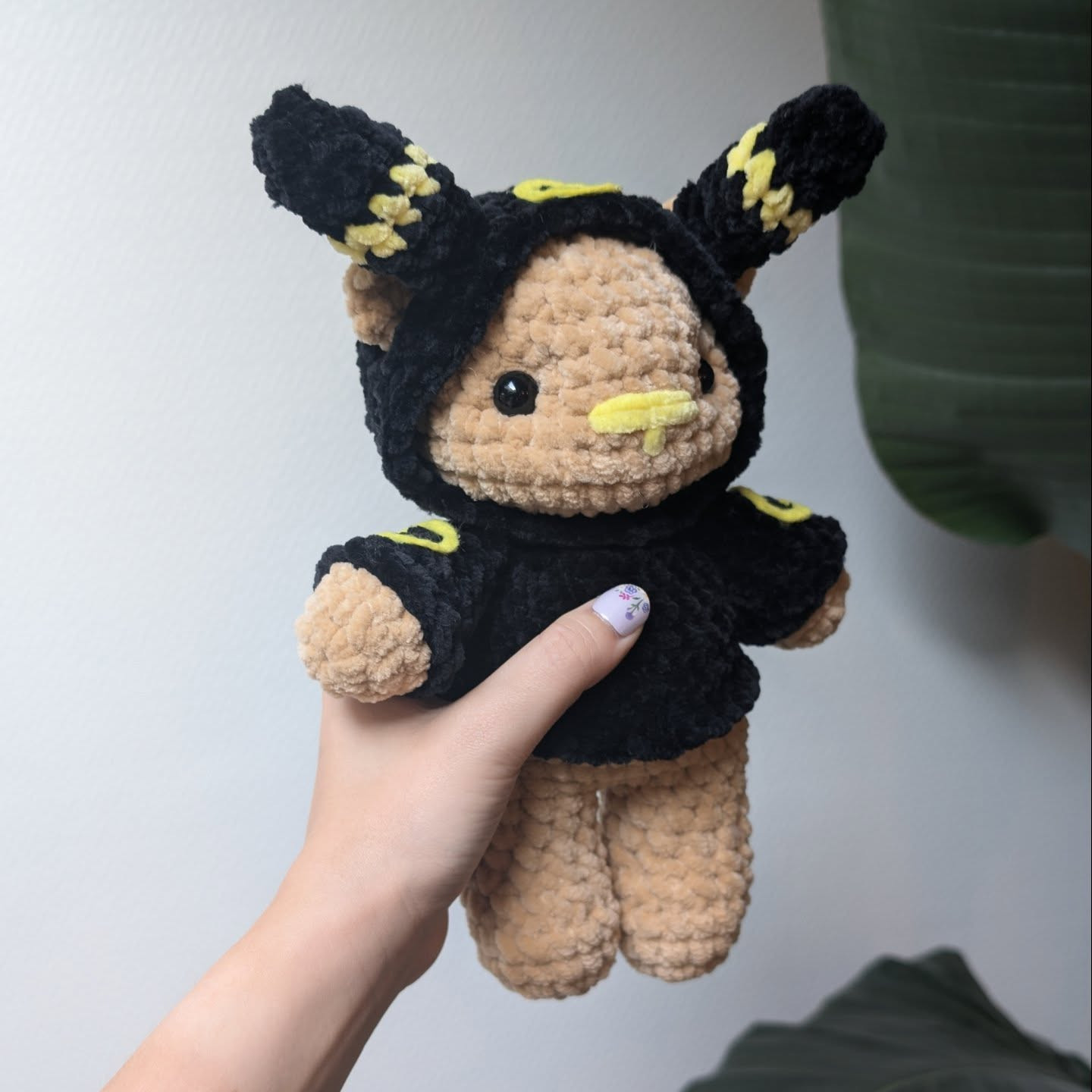 Cute Crochet Plush Toy with Black and Yellow Ears