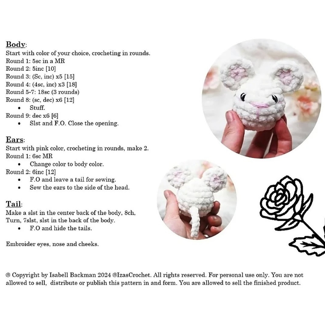 Cute Crochet Pocket Mouse Pattern for Beginners