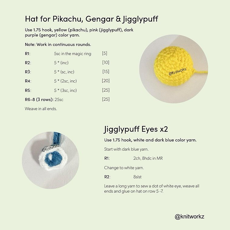 Cute Crochet Pokemon Hats: Free Patterns for Smiski Figures