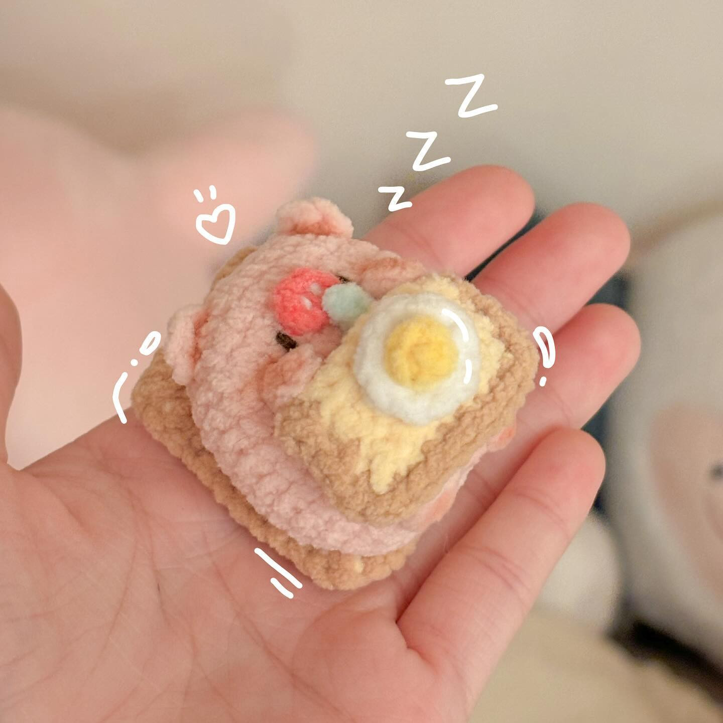 Cute Crocheted Pig Toast Amigurumi Pattern Free Download