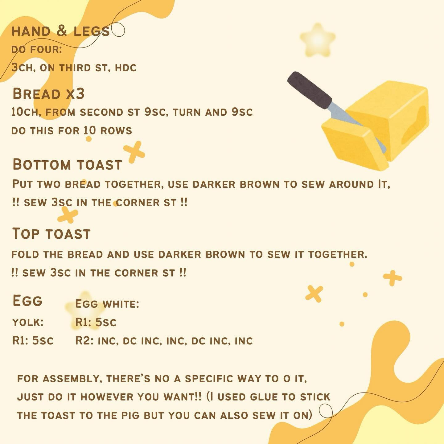 Cute Crocheted Pig Toast Amigurumi Pattern Free Download