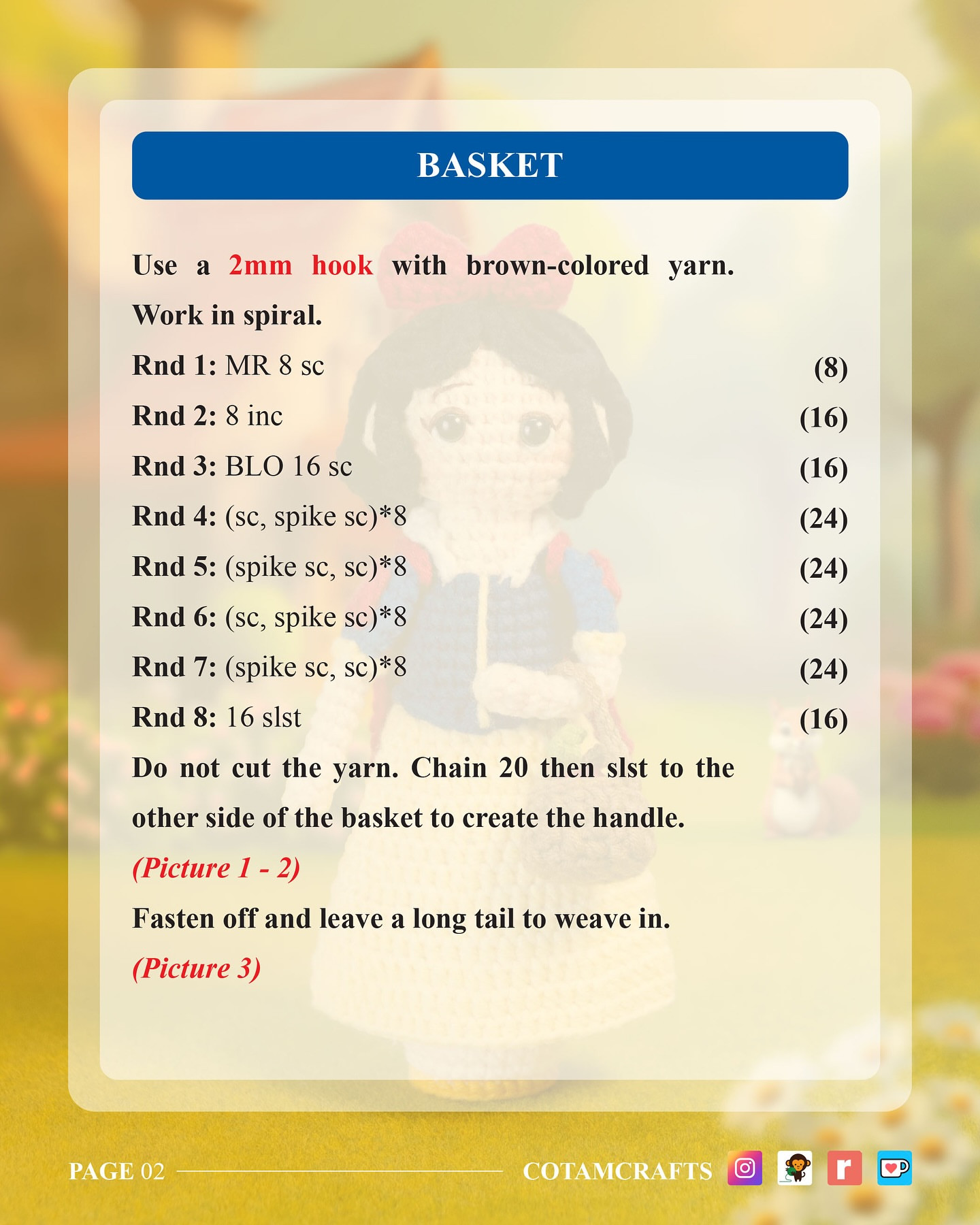 Cute Mini Crochet Apple Basket Free Pattern for Beginners