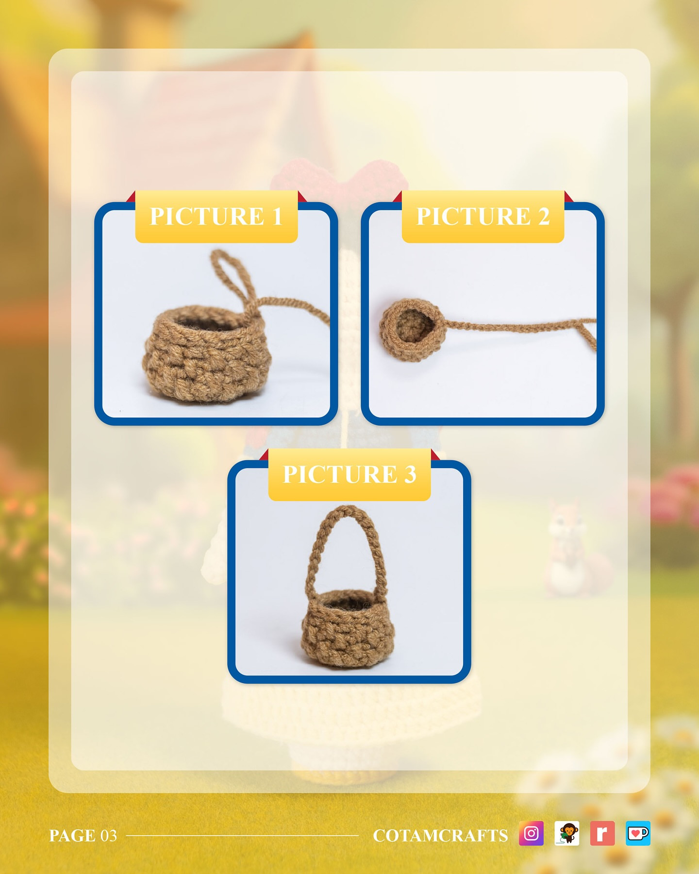 Cute Mini Crochet Apple Basket Free Pattern for Beginners