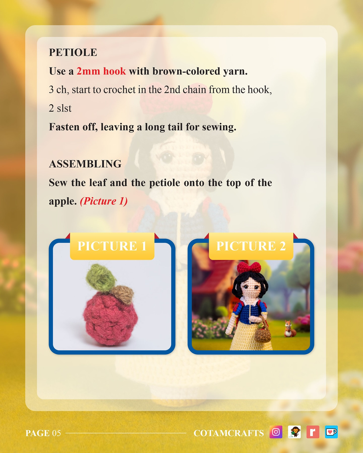 Cute Mini Crochet Apple Basket Free Pattern for Beginners