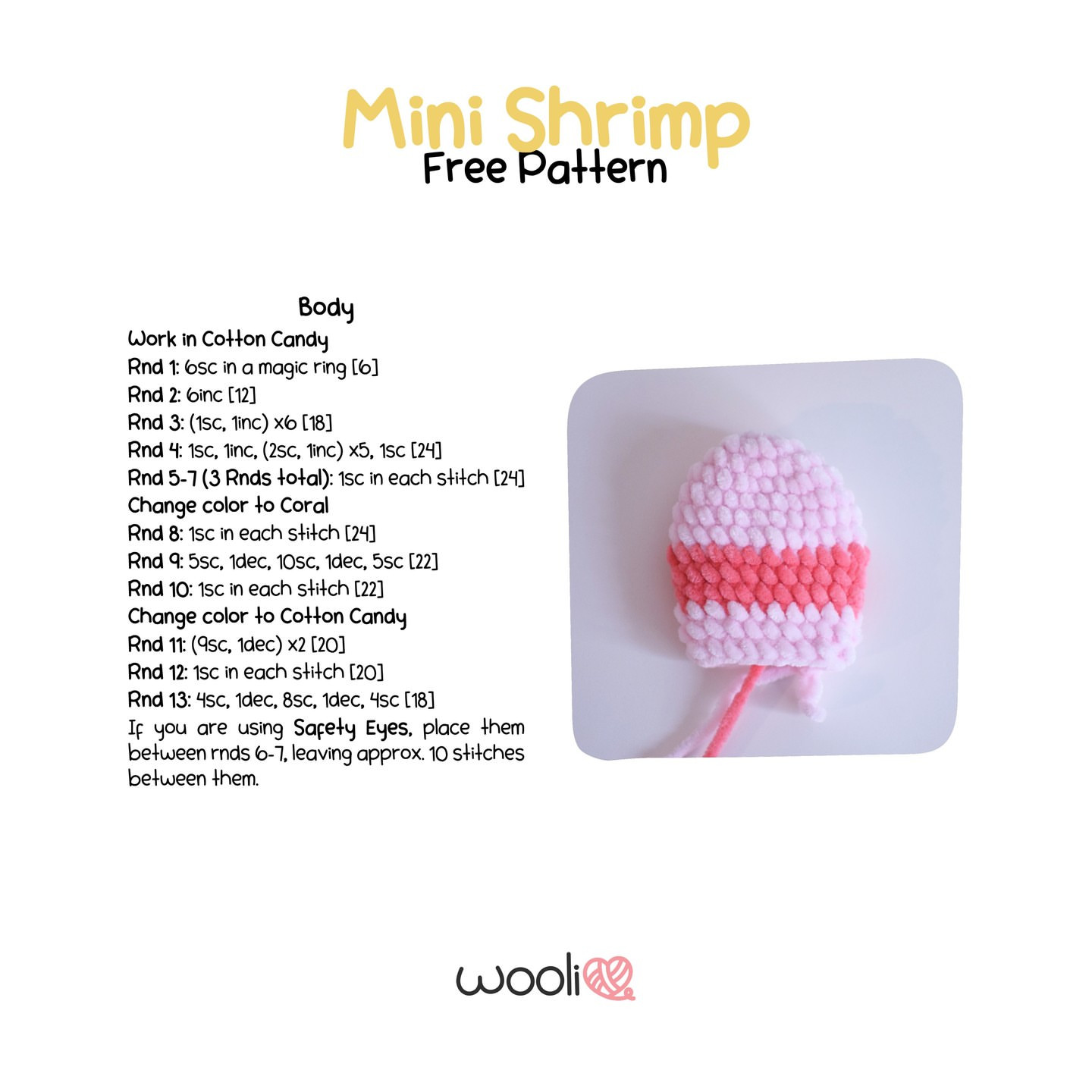 Cute Mini Shrimp Crochet Pattern for Beginners