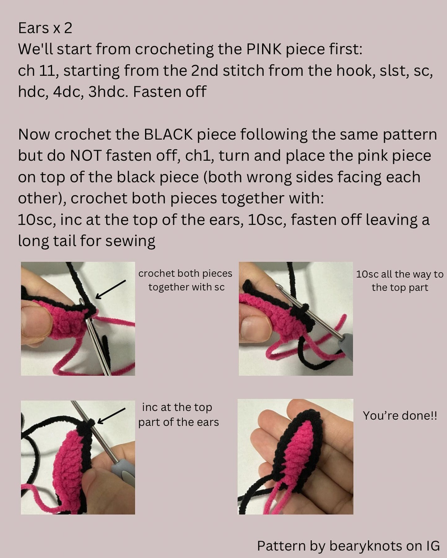 Cute Mito Bunny Crochet Pattern by Bearyknots