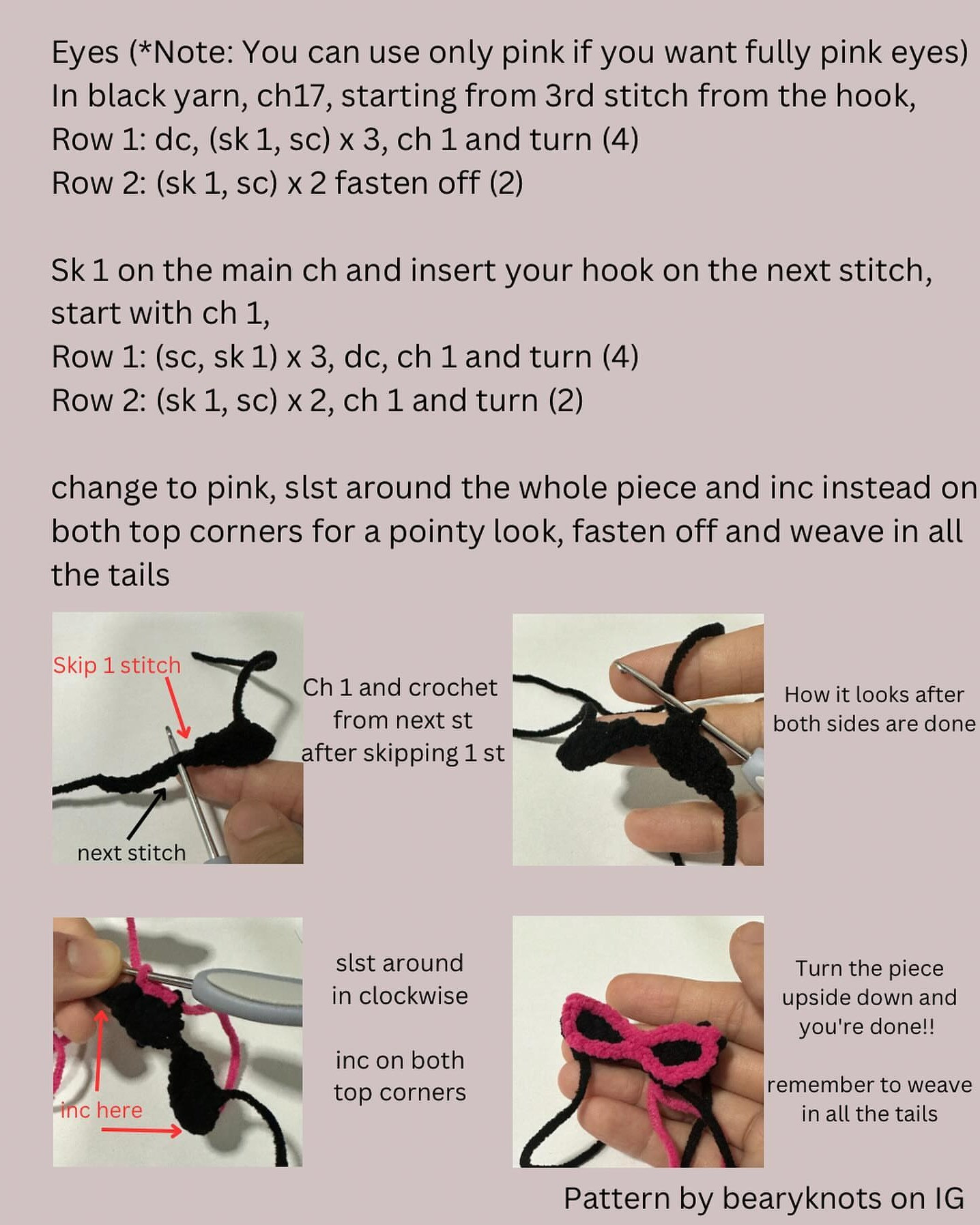 Cute Mito Bunny Crochet Pattern by Bearyknots