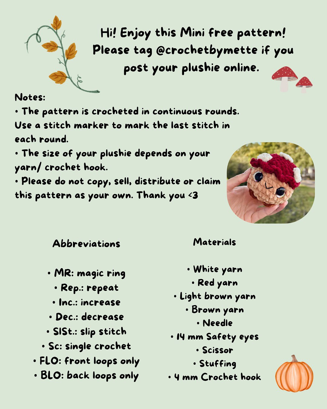 Cute Mushie Mini Crochet Pattern for Beginners - Free Design