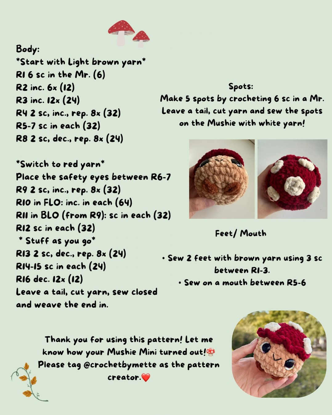 Cute Mushie Mini Crochet Pattern for Beginners - Free Design