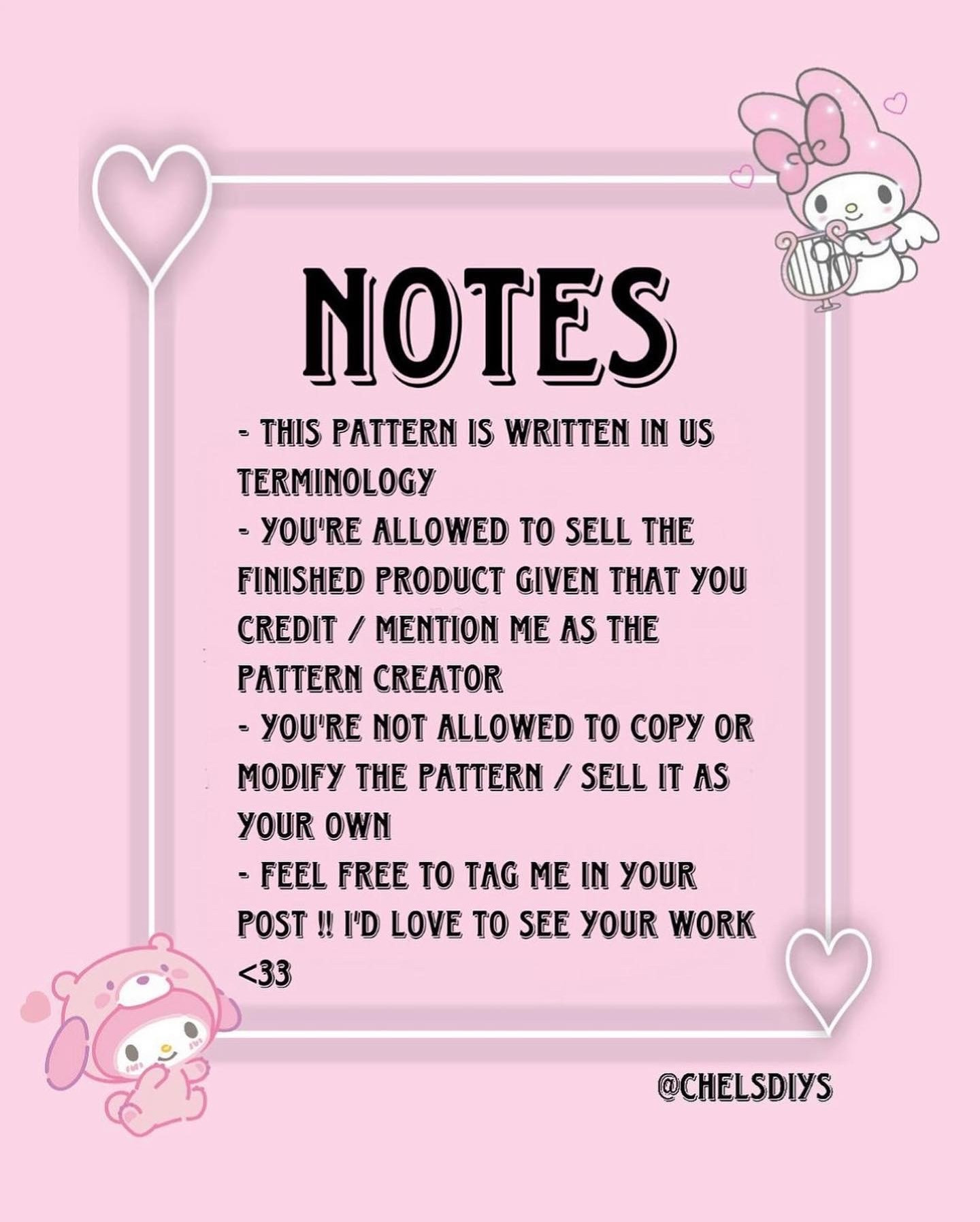 Cute My Melody Crochet Pattern for Free