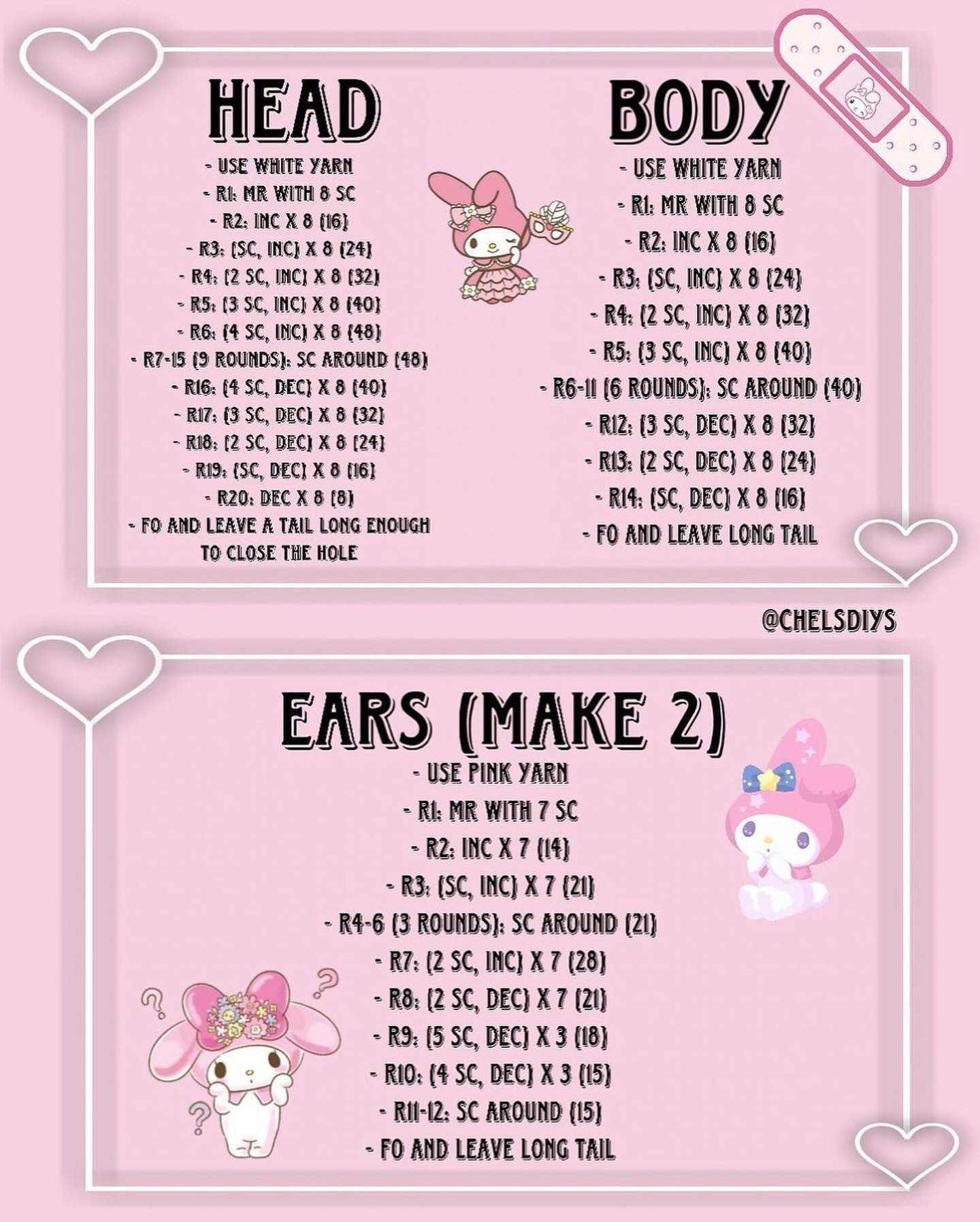 Cute My Melody Crochet Pattern for Free