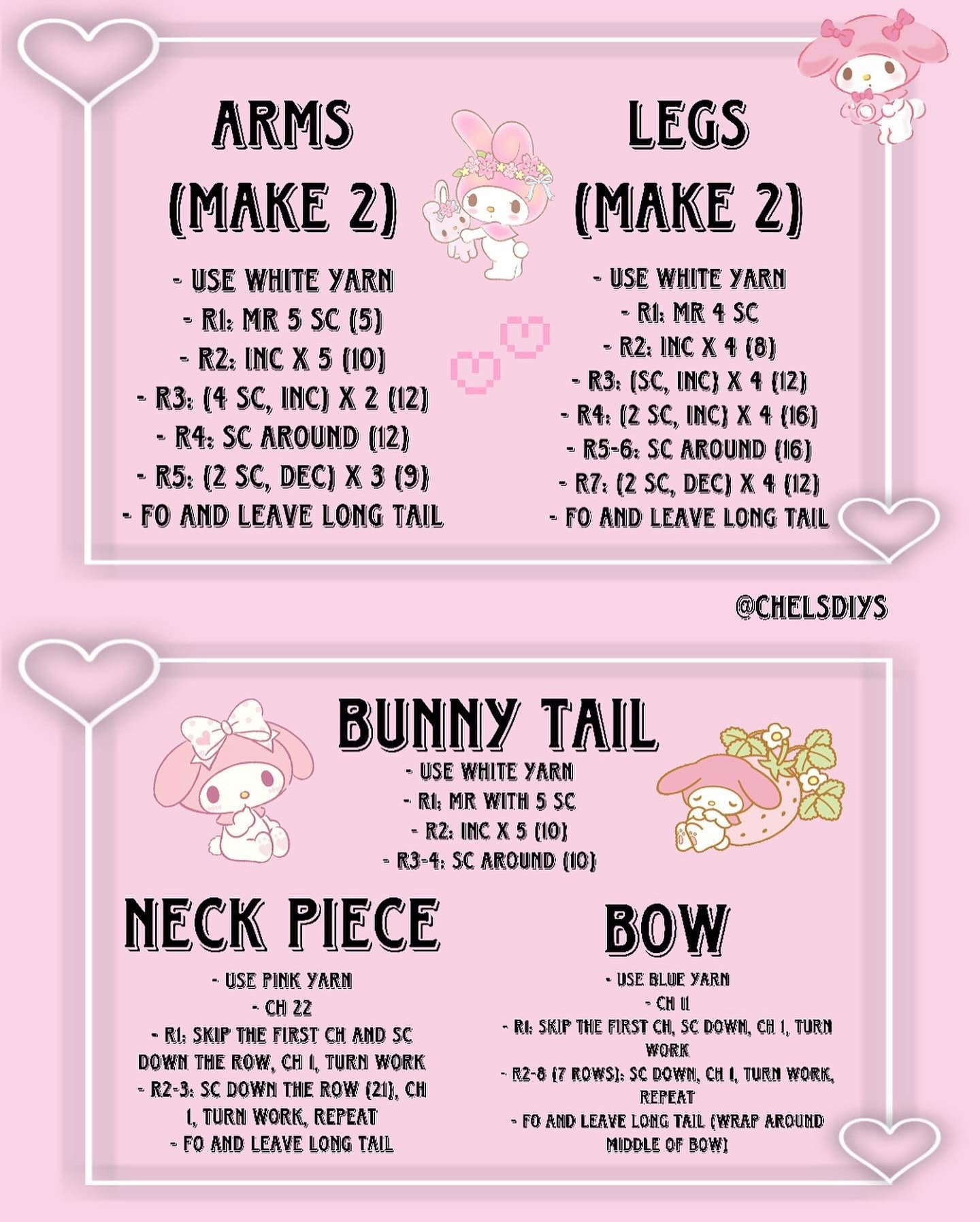 Cute My Melody Crochet Pattern for Free