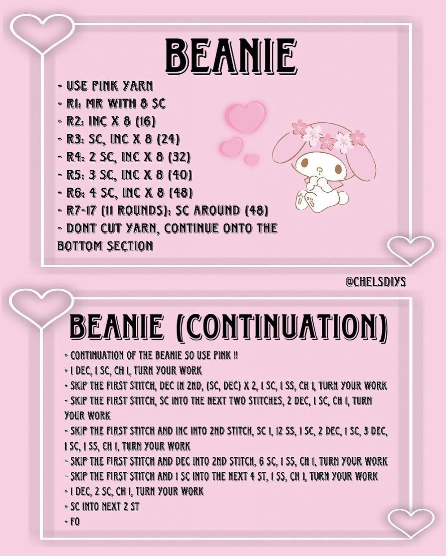 Cute My Melody Crochet Pattern for Free