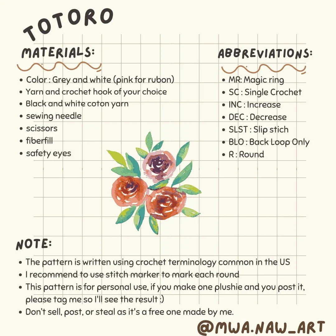 Cute Totoro Crochet Pattern for Beginners - Free Tutorial Available