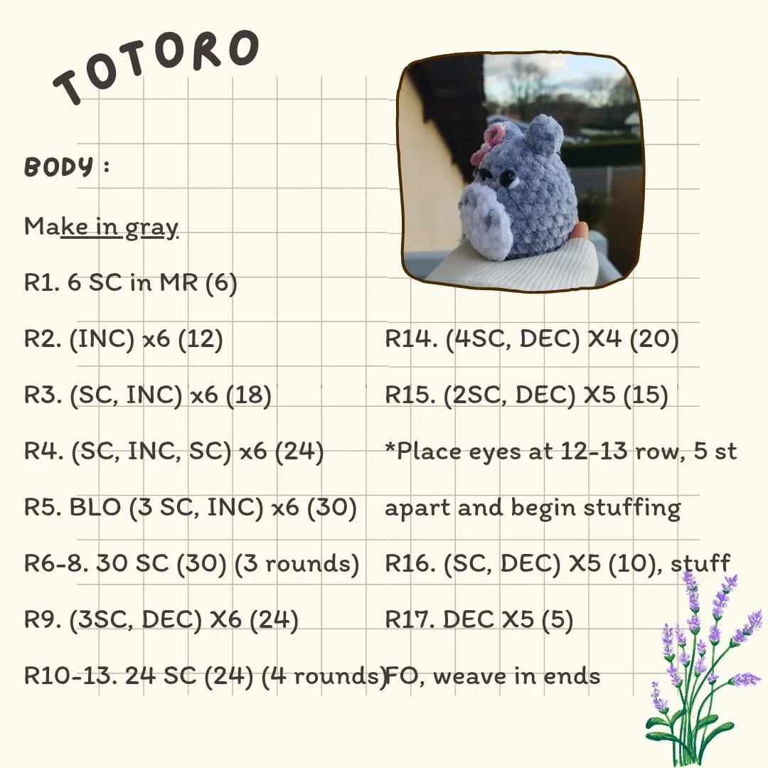 Cute Totoro Crochet Pattern for Beginners - Free Tutorial Available