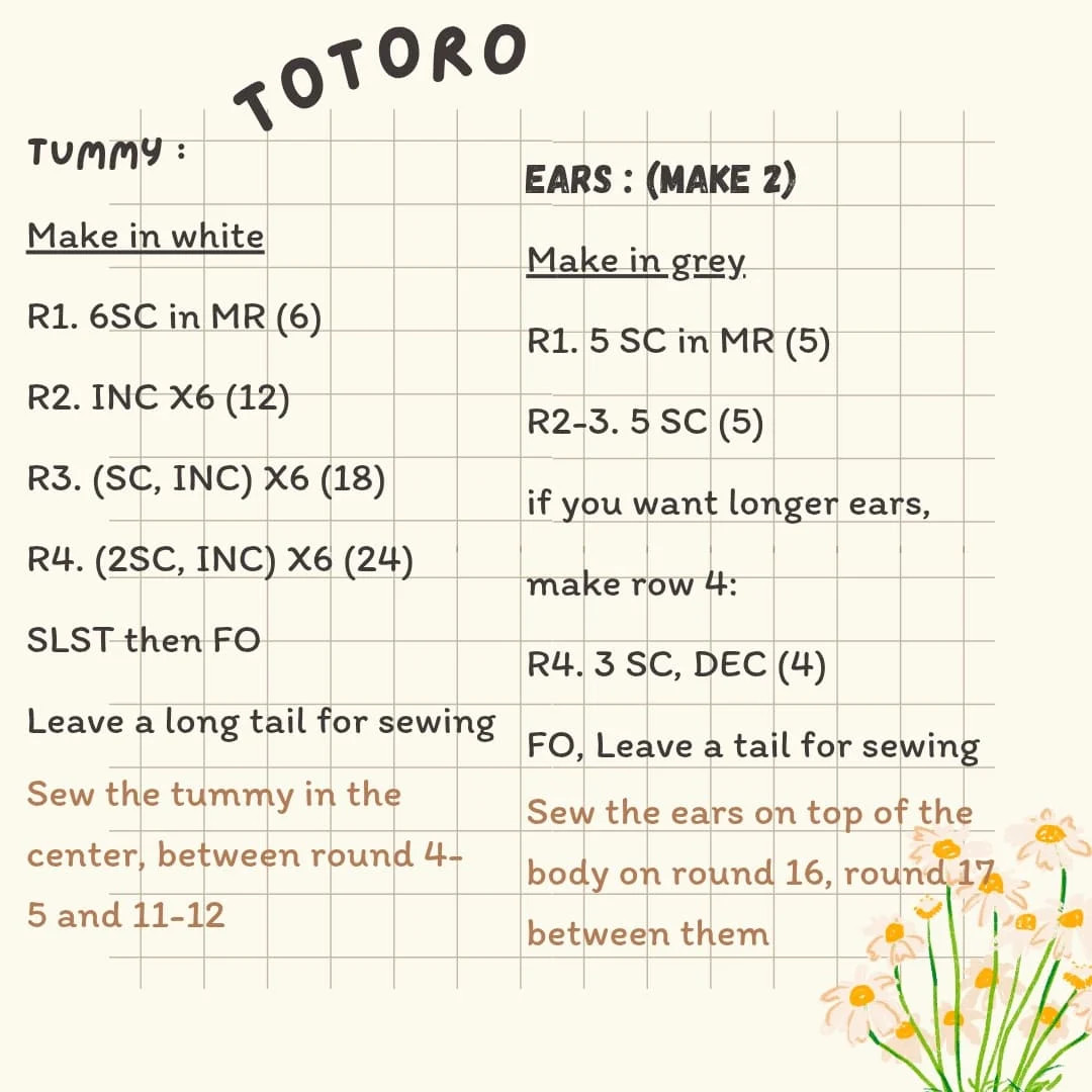 Cute Totoro Crochet Pattern for Beginners - Free Tutorial Available