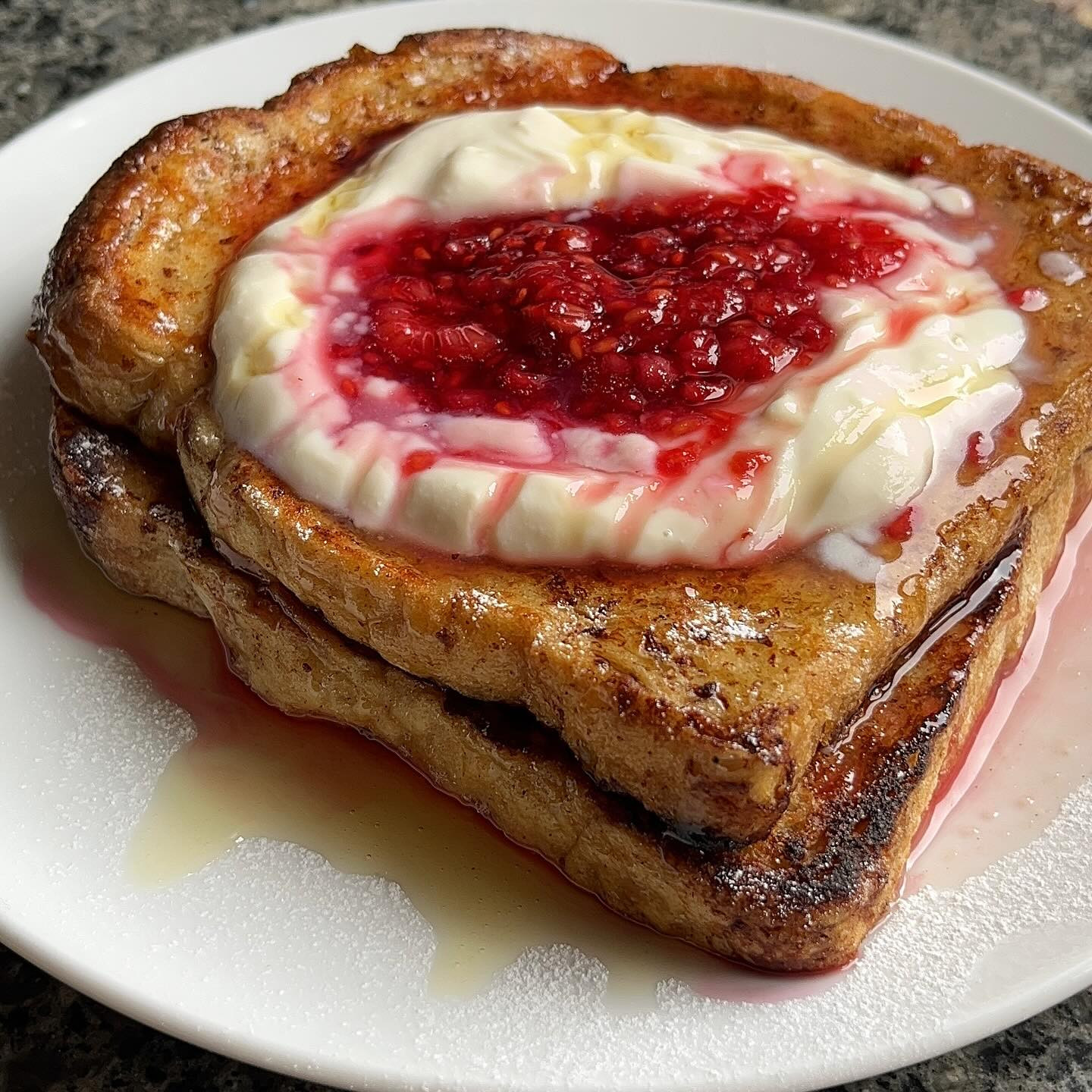 Fluffy Raspberry Delight French Toast with Yogurt Bliss