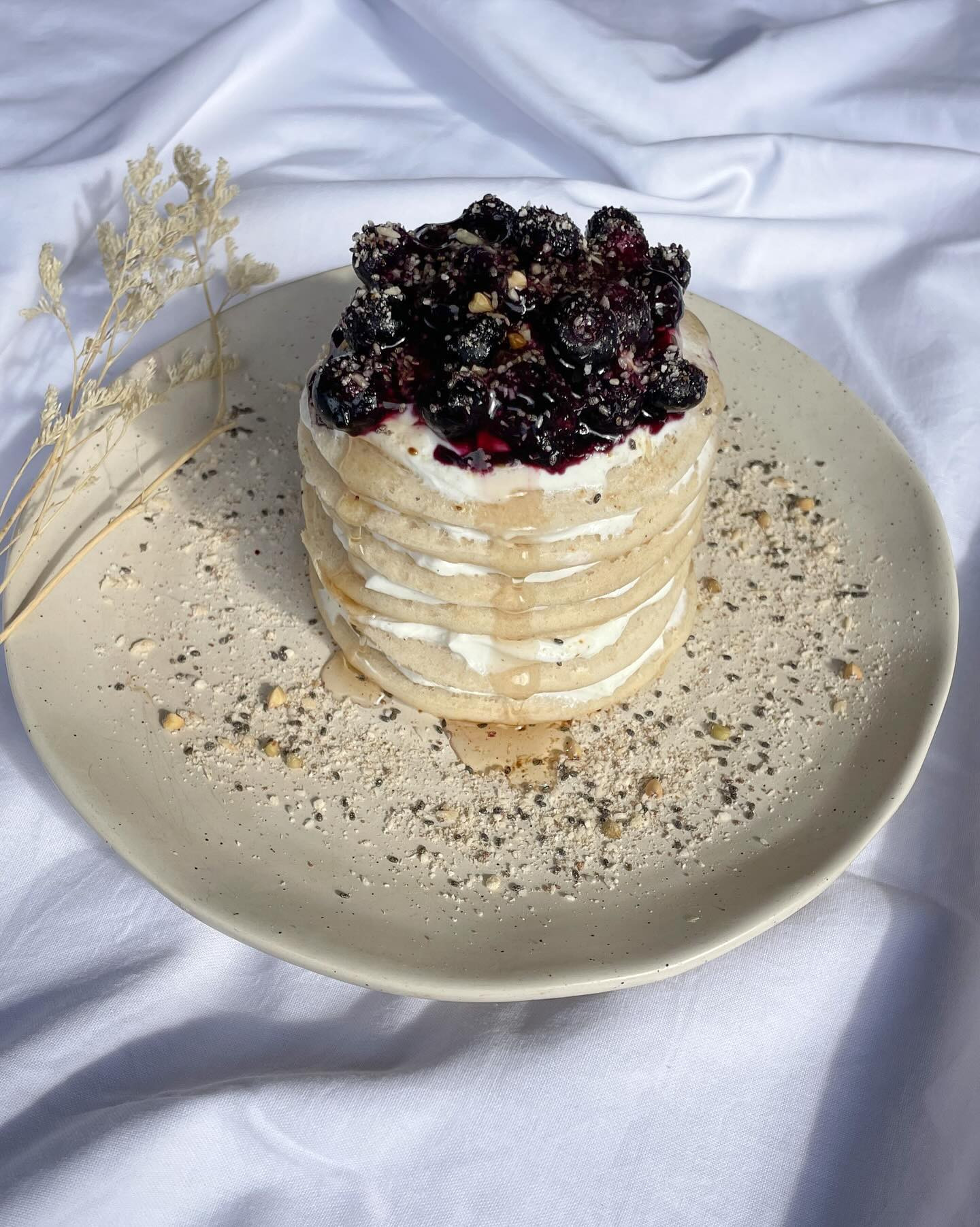 Fluffy Vanilla Blueberry Protein Pancake Delight