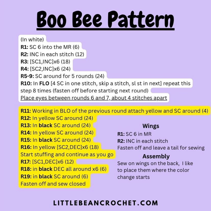 Free Boo-Bee Crochet Pattern for Adorable Plush Toy