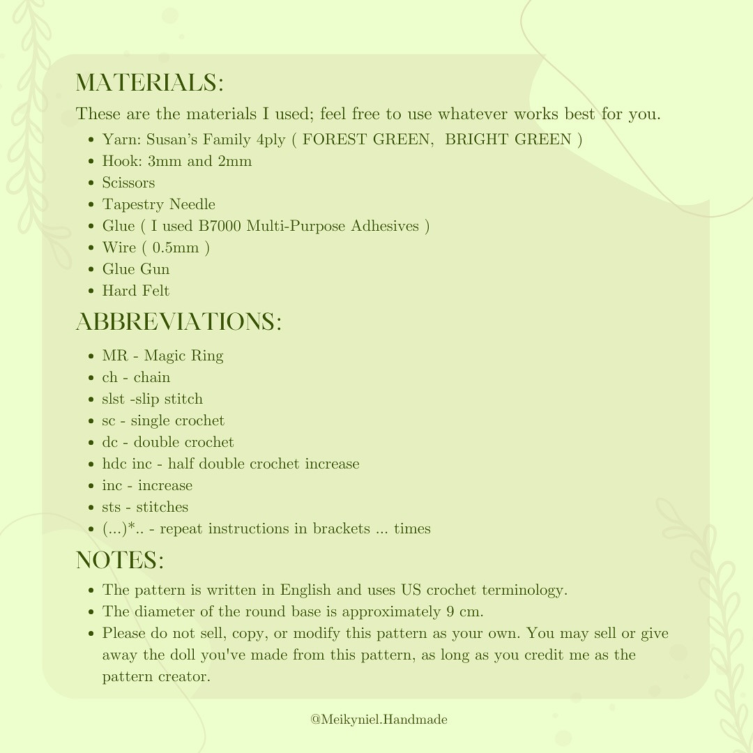 Free Crochet Amigurumi Stand Pattern with Leaf Design