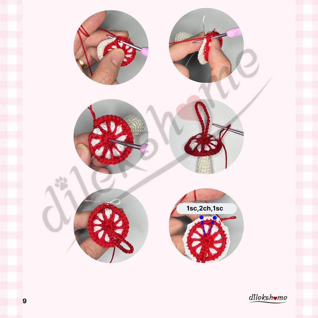 Free Crochet Mushroom Keychain Pattern by dilekshome