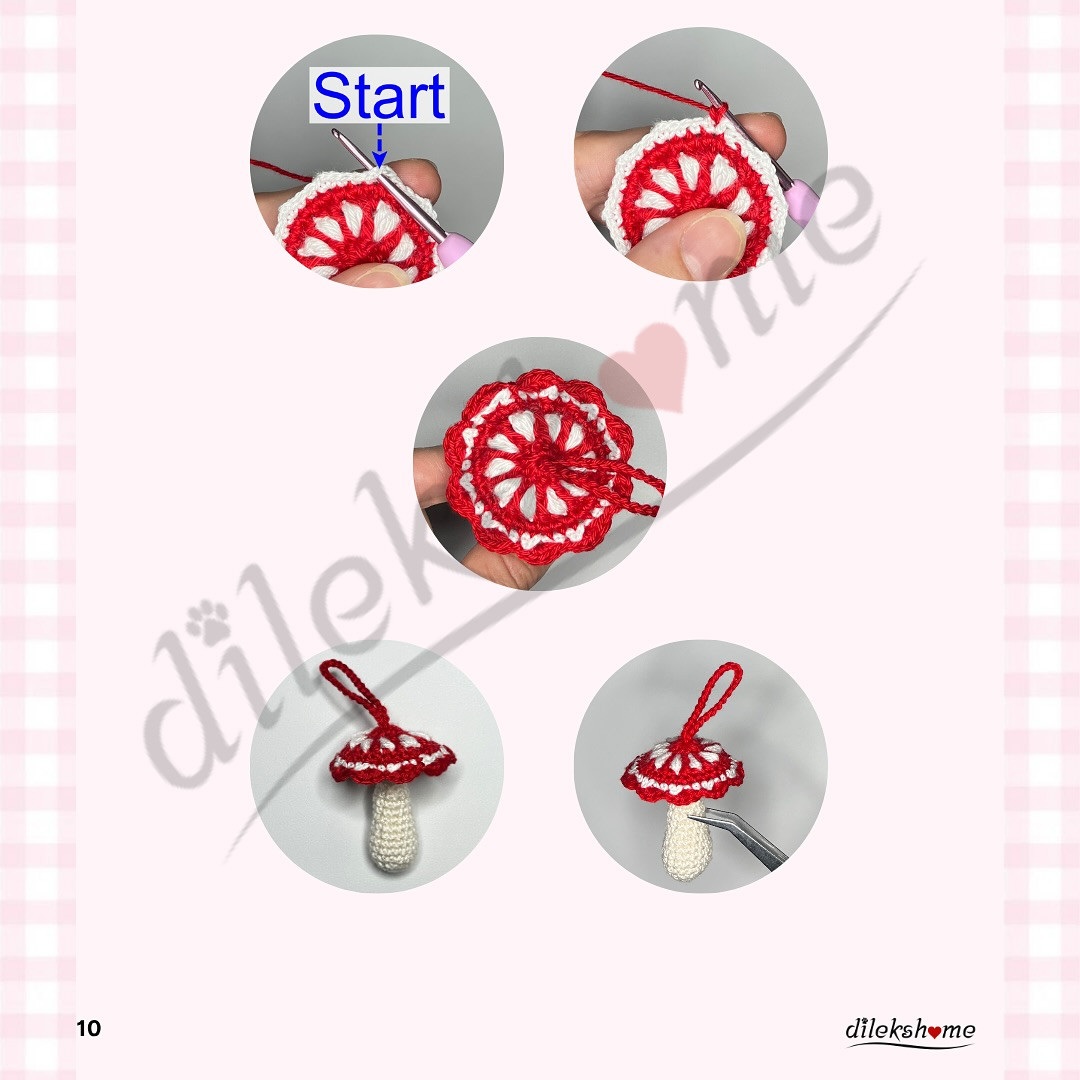 Free Crochet Mushroom Keychain Pattern by dilekshome