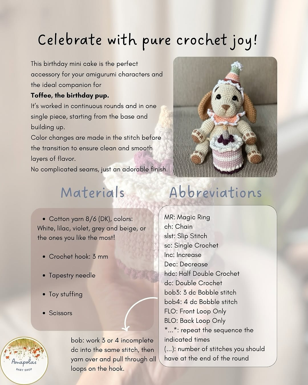 Free Crochet Pattern: Birthday Cake Amigurumi Design