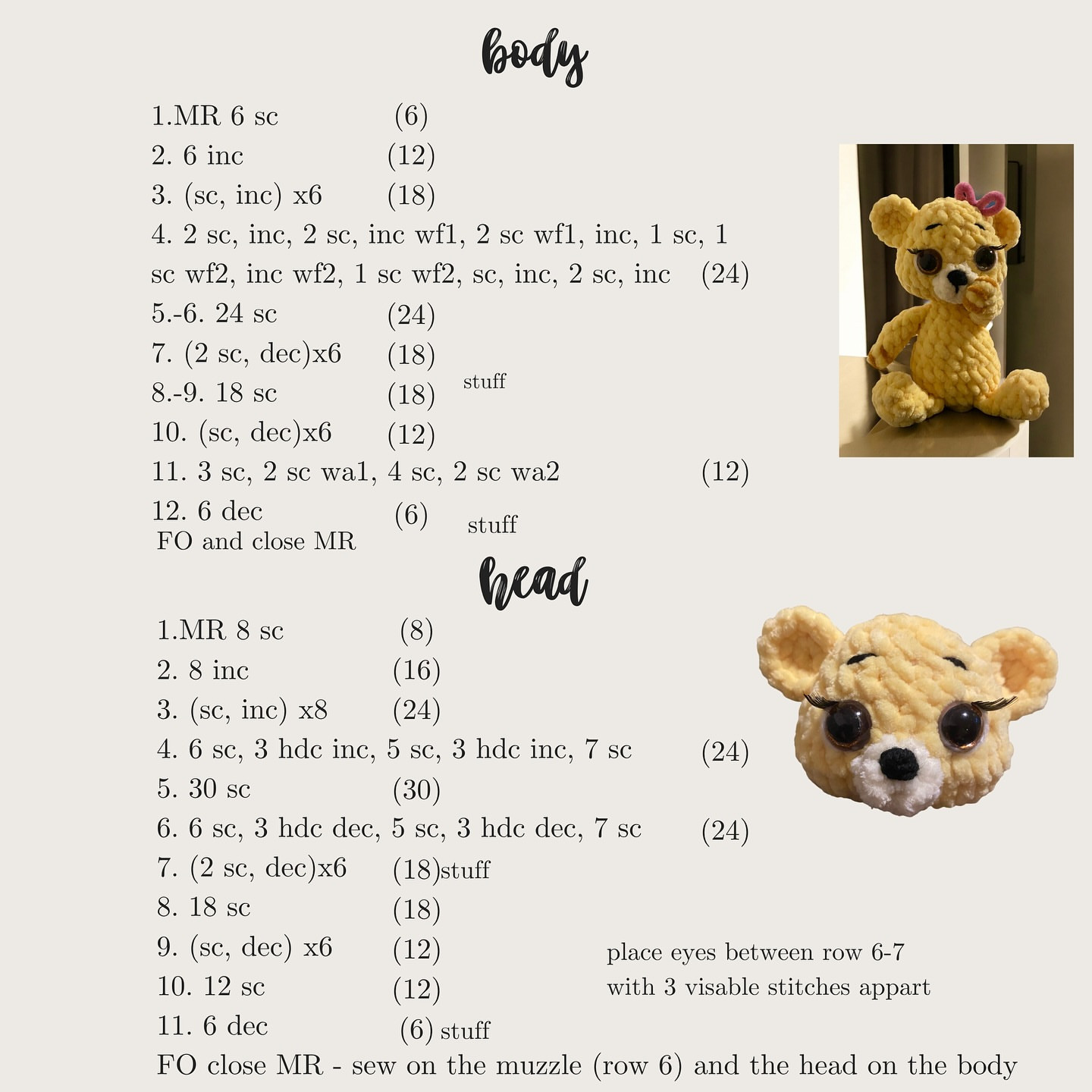 Free Crochet Pattern: Buttercup the Tiny Yellow Bear Girl