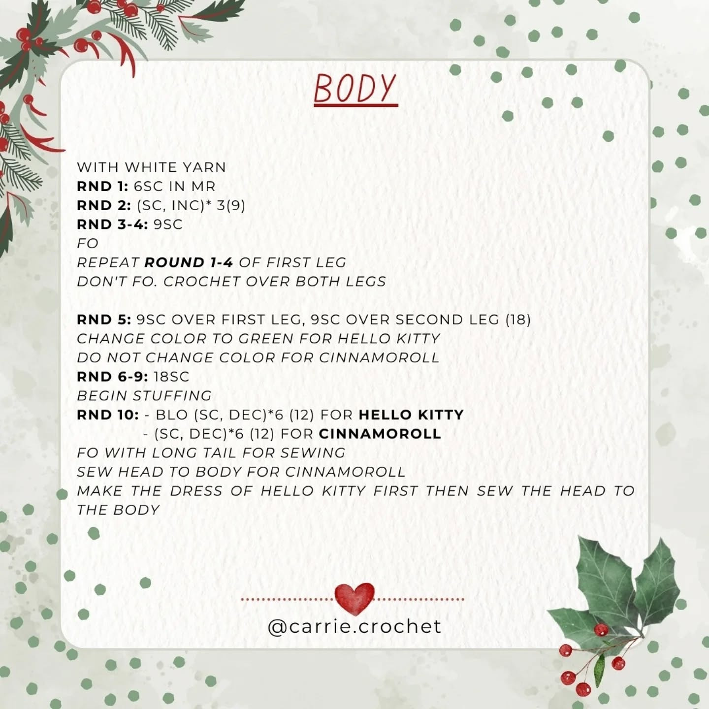 Free Crochet Pattern: Christmas Cat and Bunny Amigurumi