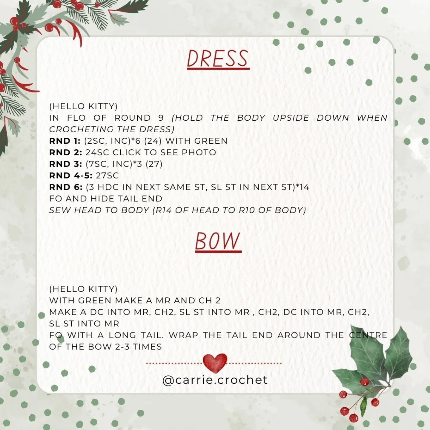 Free Crochet Pattern: Christmas Cat and Bunny Amigurumi