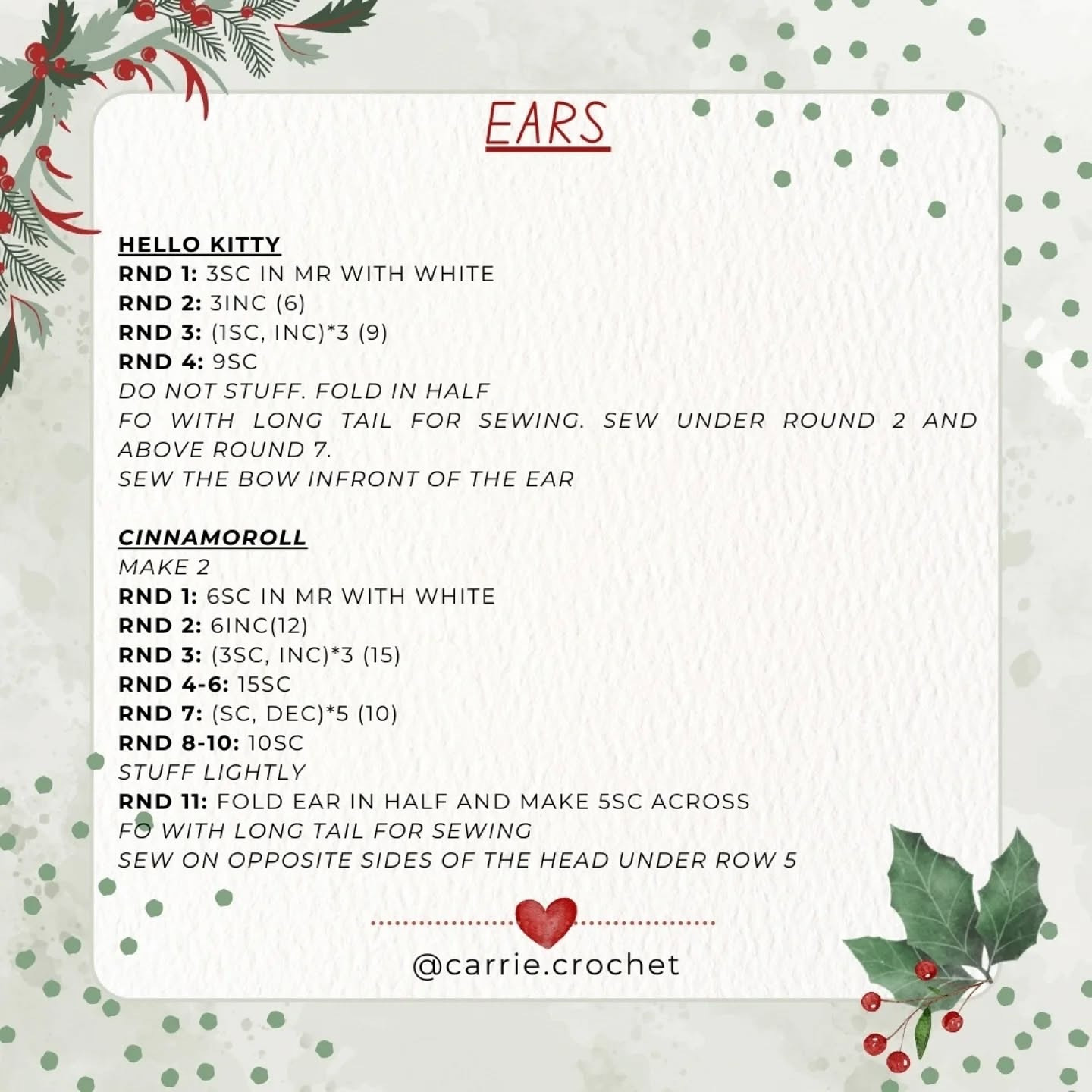 Free Crochet Pattern: Christmas Cat and Bunny Amigurumi