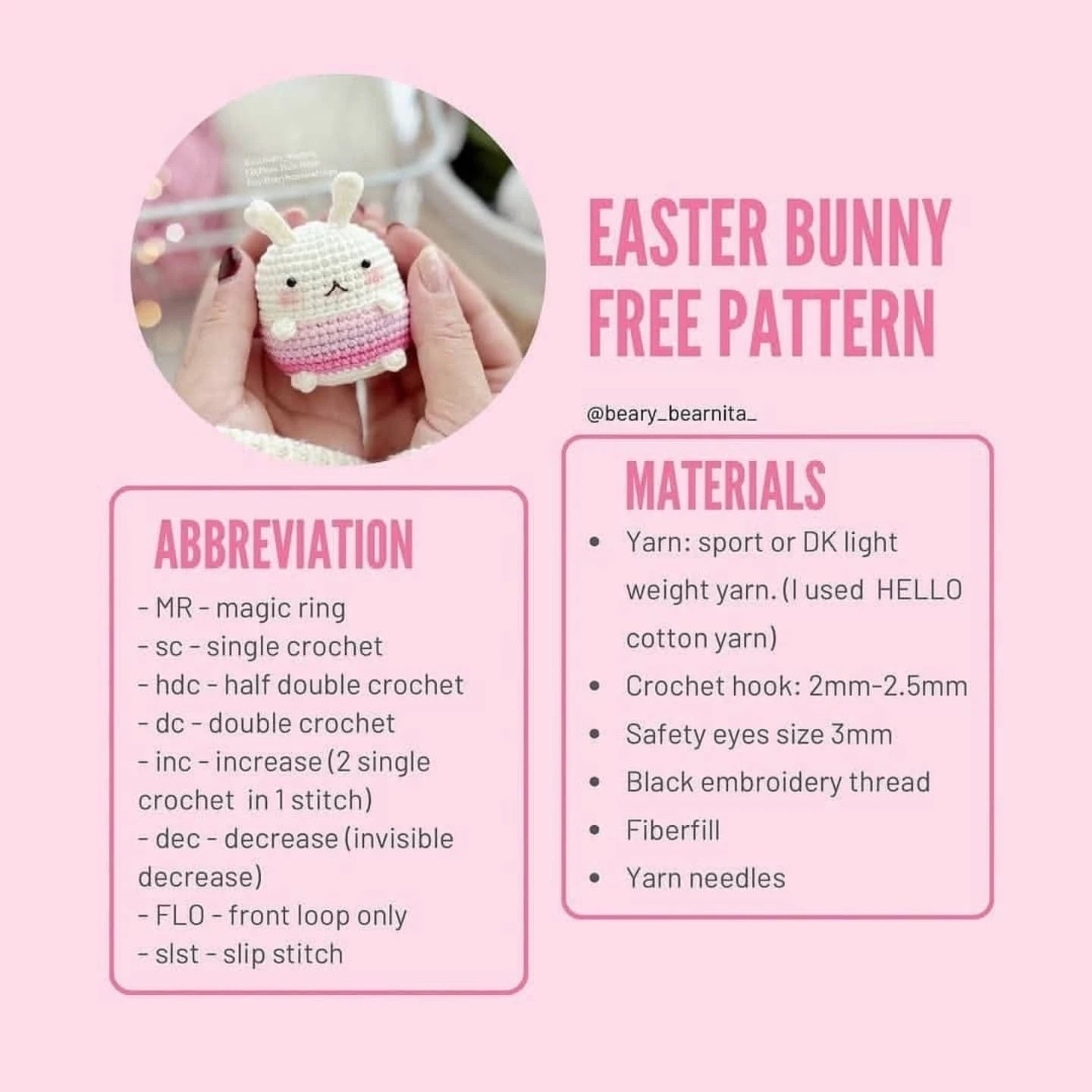 Free Crochet Pattern: Cute Amigurumi Bunny