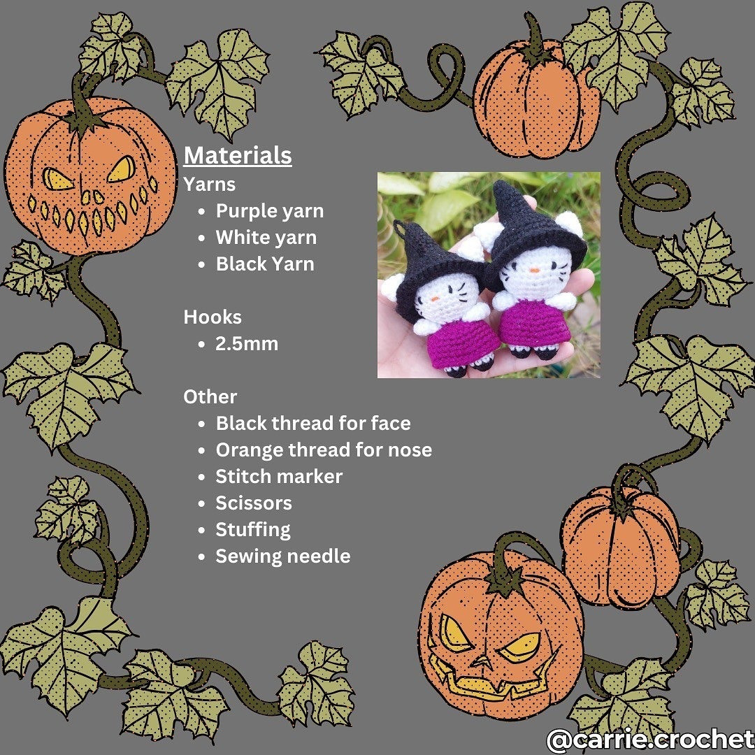 Free Crochet Pattern: Cute Witch Cat Amigurumi Tutorial