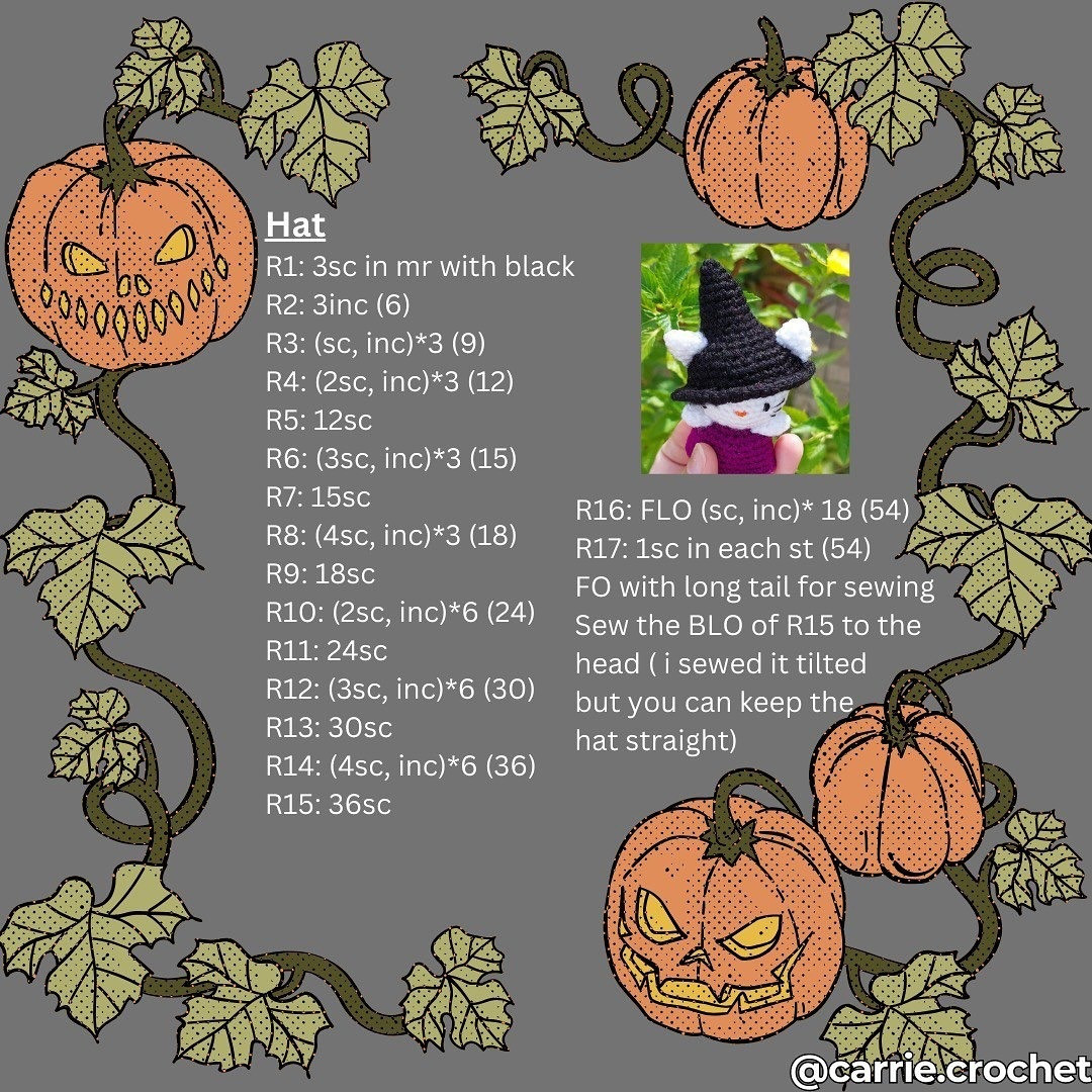 Free Crochet Pattern: Cute Witch Cat Amigurumi Tutorial