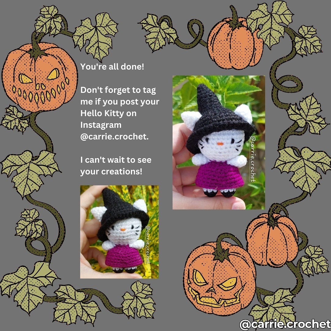 Free Crochet Pattern: Cute Witch Cat Amigurumi Tutorial