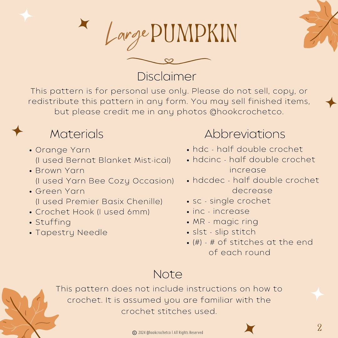 Free Crochet Pattern for a Large Pumpkin Design