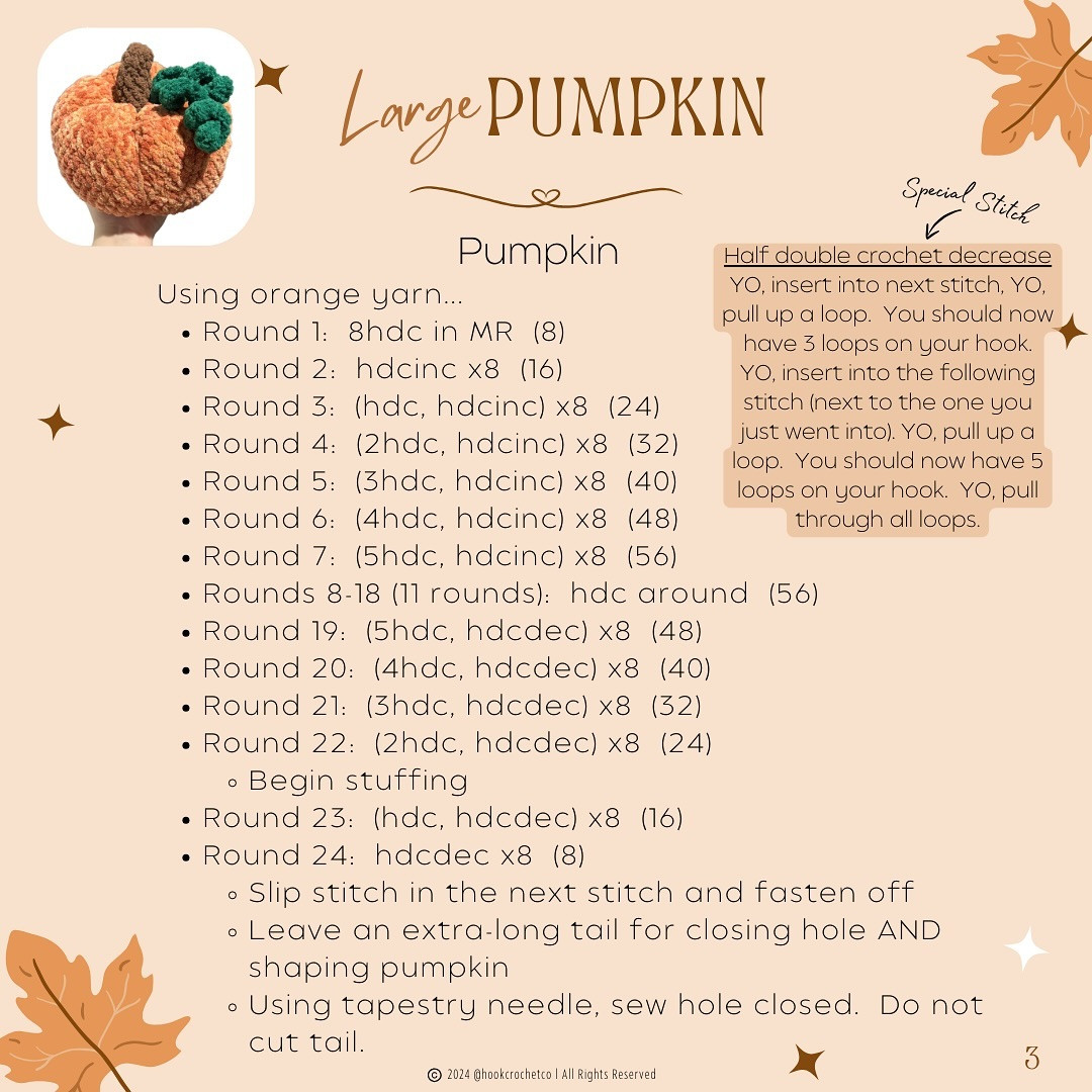 Free Crochet Pattern for a Large Pumpkin Design