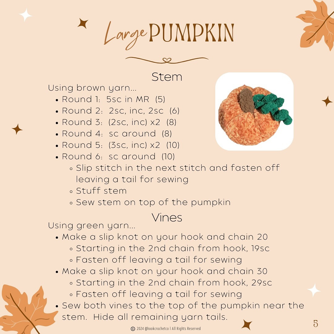 Free Crochet Pattern for a Large Pumpkin Design