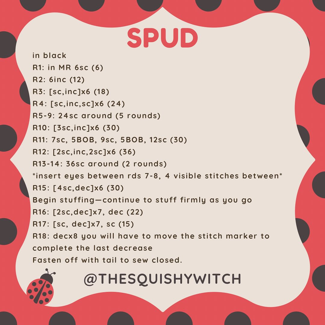 Free Crochet Pattern for Adorable Ladybug Spud Toy