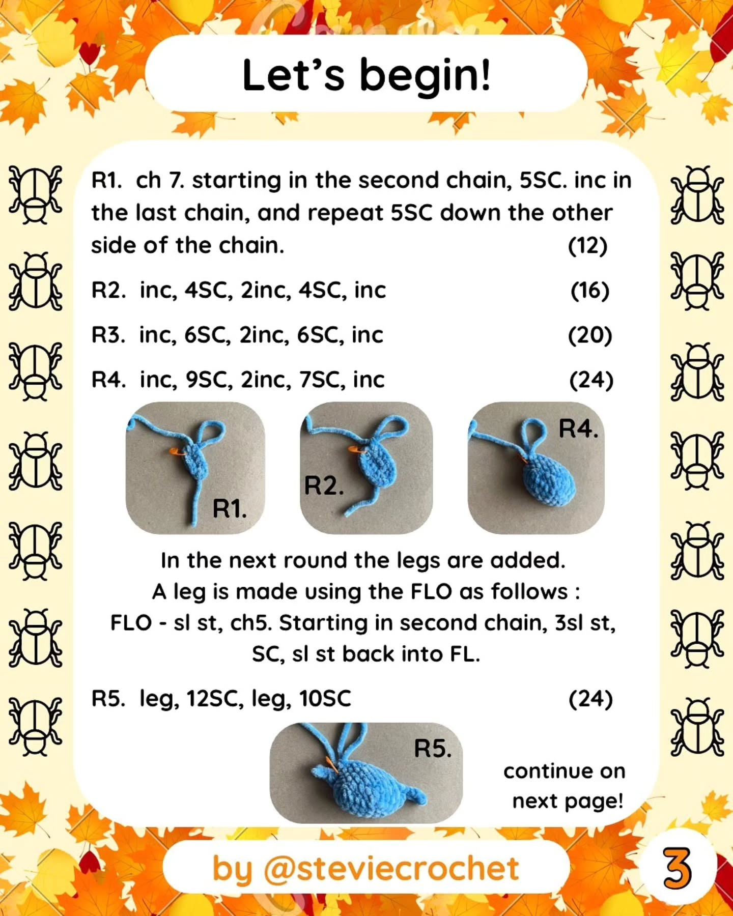 Free Crochet Pattern for Colorful Beetle Plush Toys