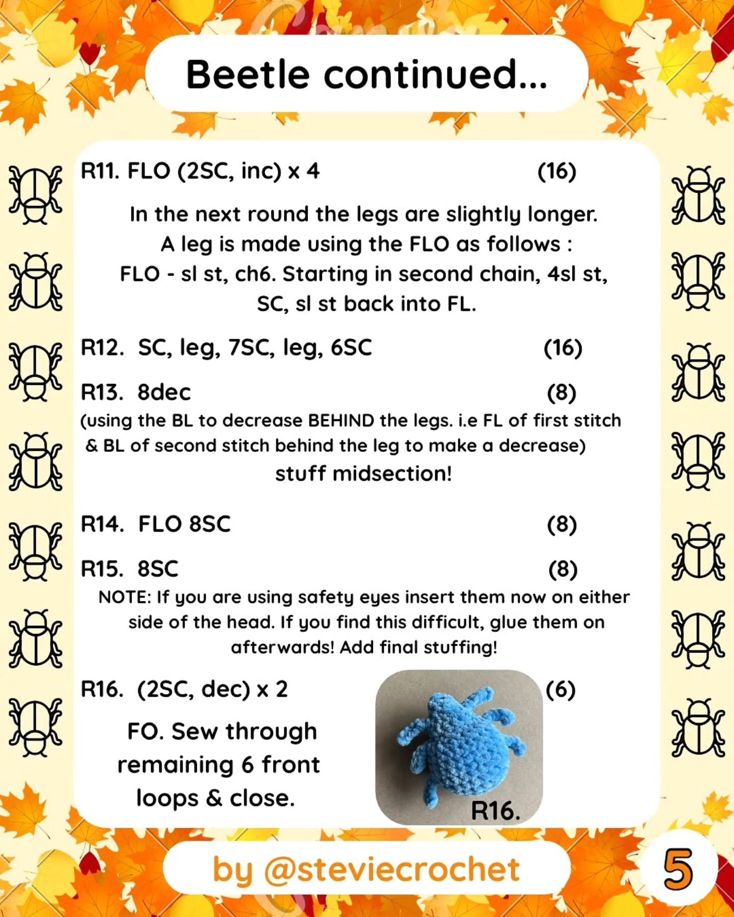 Free Crochet Pattern for Colorful Beetle Plush Toys