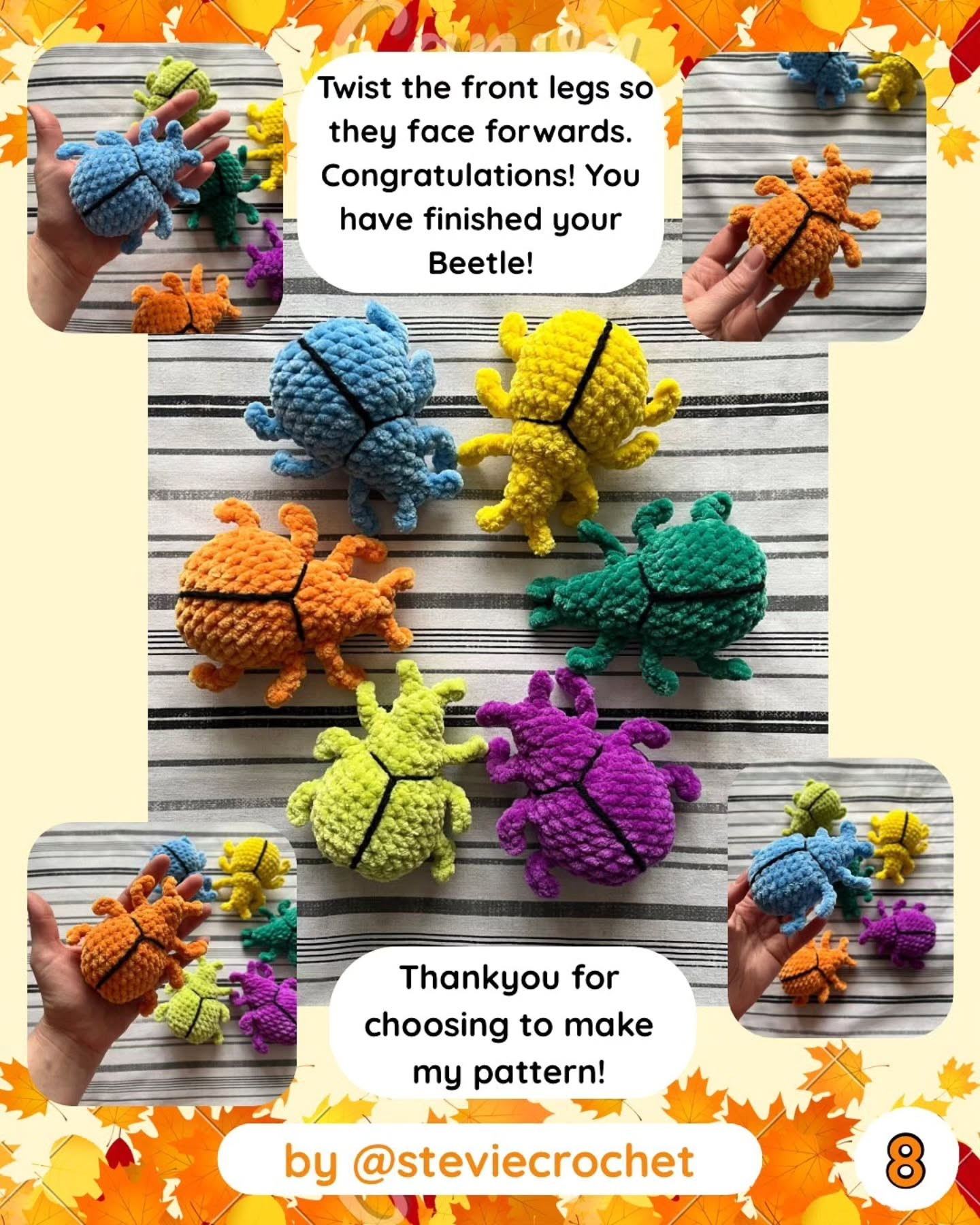 Free Crochet Pattern for Colorful Beetle Plush Toys